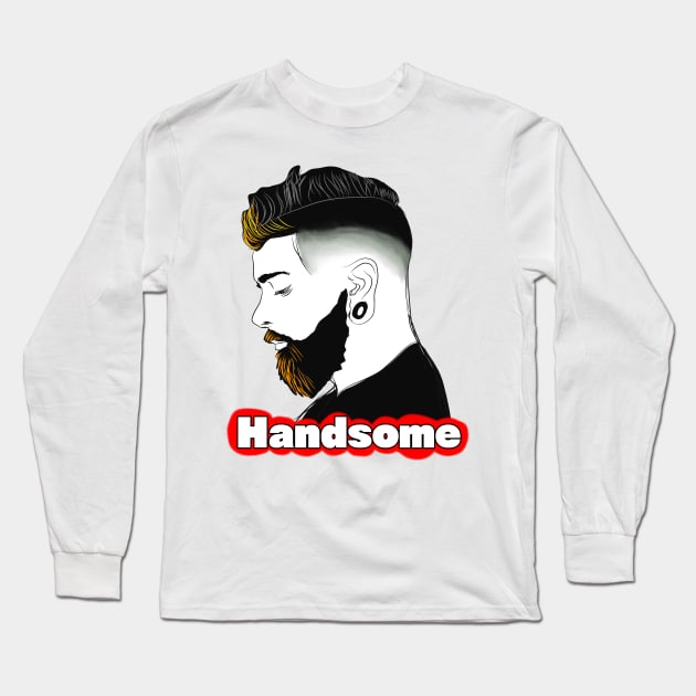 Handsome bearded man Long Sleeve T-Shirt by Grafititee